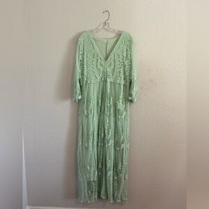 Women’s mint green Orange Creek ‘Los Angeles’ dress boho lace maxi size XXL